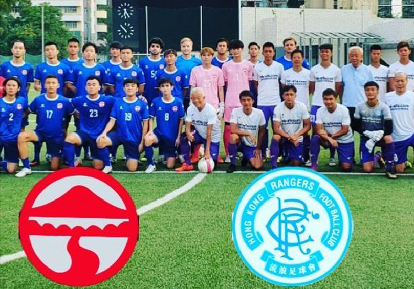 The LU Soccer Team and the Hong Kong Rangers before their friendly match.