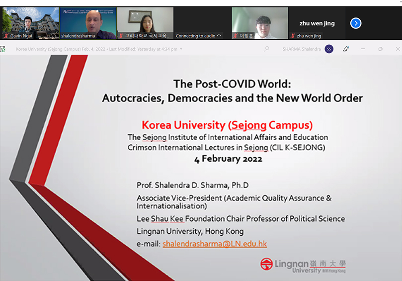 Virtual lecture entitled “The Post-COVID World: Autocracies, Democracies and the New World Order”