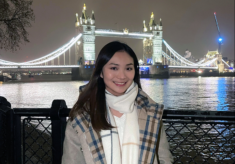 Valerie explored various cultural landmarks, including the Tower Bridge in London, during her visit to the UK, which was supported by a travel grant from Davidson College.