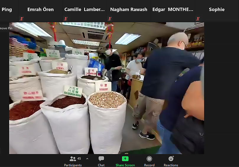 Visiting a local traditional grocery store in the interactive virtual local tour of Central.